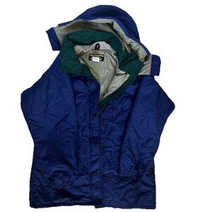 Vtg LL Bean‎  Womens Penobscot Parka Large 90s USA Made Hooded Blue READ*